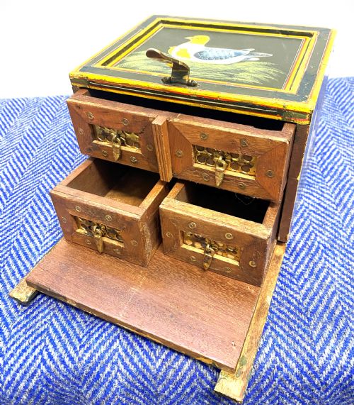 EARLY 20THC INDIAN HAND PAINTED TABLE CABINET - ADDITIONAL PHOTO 3