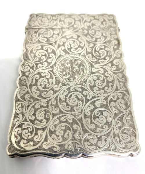 fine antique chester silver card case - CATEGORY: ANTIQUE SILVER - DATED 1880