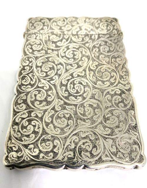 FINE ANTIQUE CHESTER SILVER CARD CASE - ADDITIONAL PHOTO 1