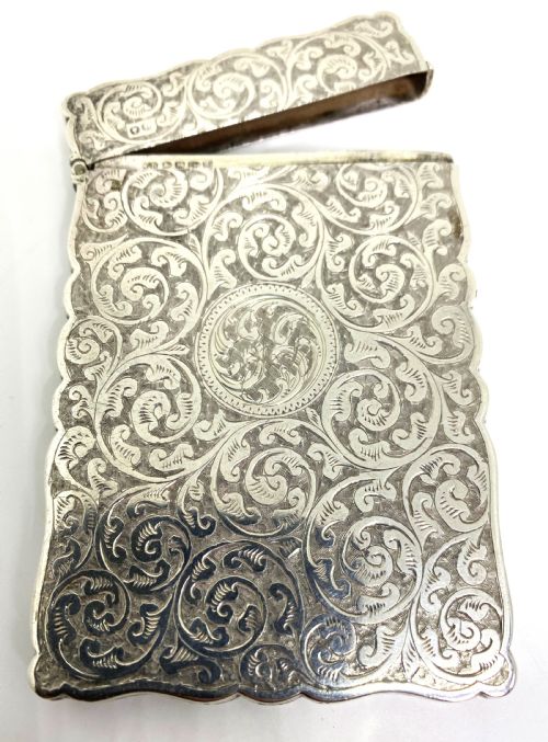 FINE ANTIQUE CHESTER SILVER CARD CASE - ADDITIONAL PHOTO 2