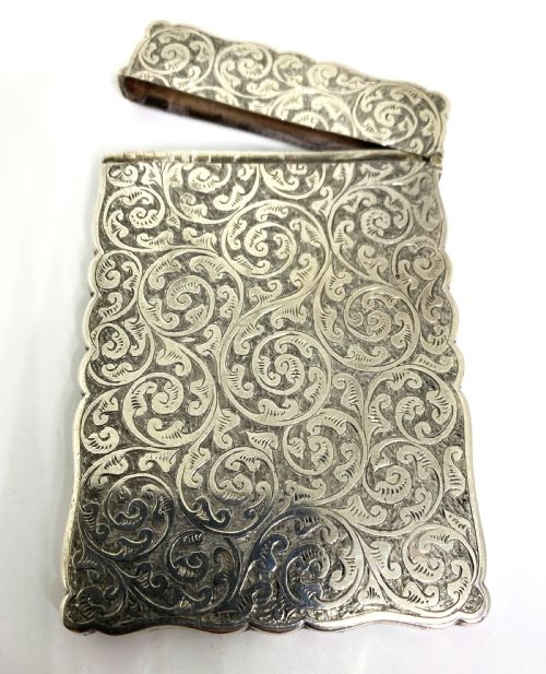 FINE ANTIQUE CHESTER SILVER CARD CASE - ADDITIONAL PHOTO 3