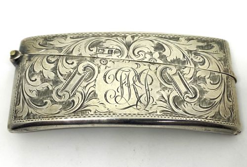 EDWARDIAN SILVER CURVED CARD CASE - ADDITIONAL PHOTO 1