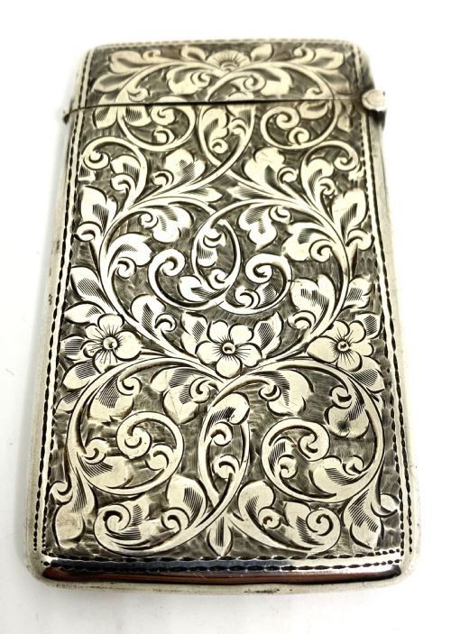 beautiful chester silver card case - CATEGORY: ANTIQUE SILVER - DATED 1900
