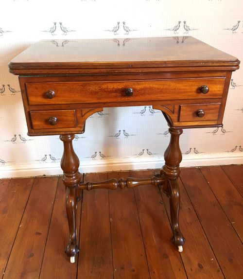 SWIVEL TOP CARD TABLE WITH DRAWERS - ADDITIONAL PHOTO 1