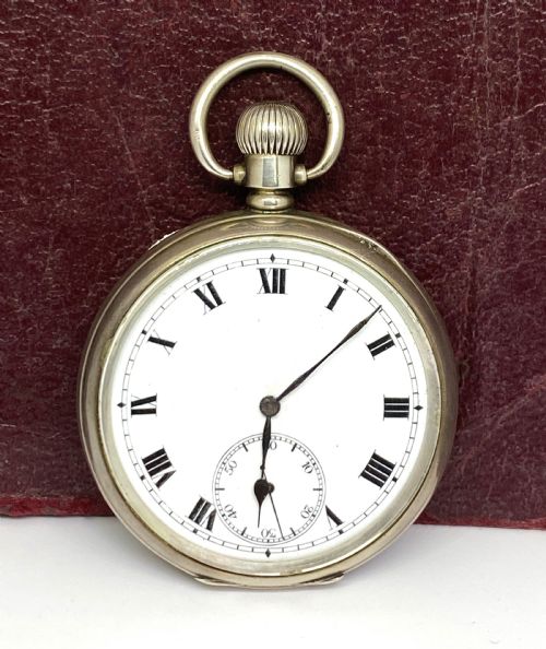 antique silver open face pocket watch - CATEGORY: ANTIQUE WATCHES - DATED 1910