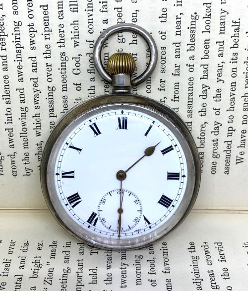 antique silver open face pocket watch - CATEGORY: ANTIQUE WATCHES - DATED 1910