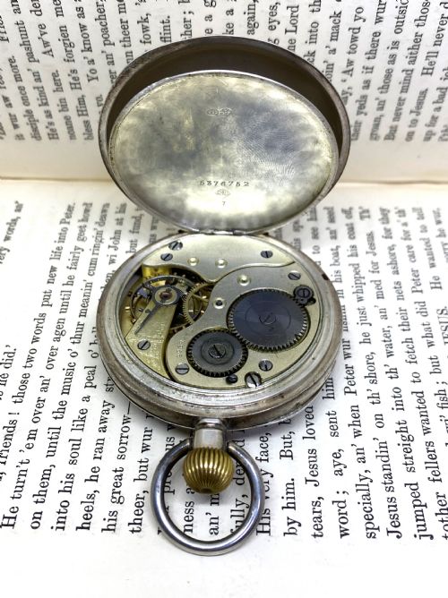 ANTIQUE SILVER OPEN FACE POCKET WATCH - ADDITIONAL PHOTO 6