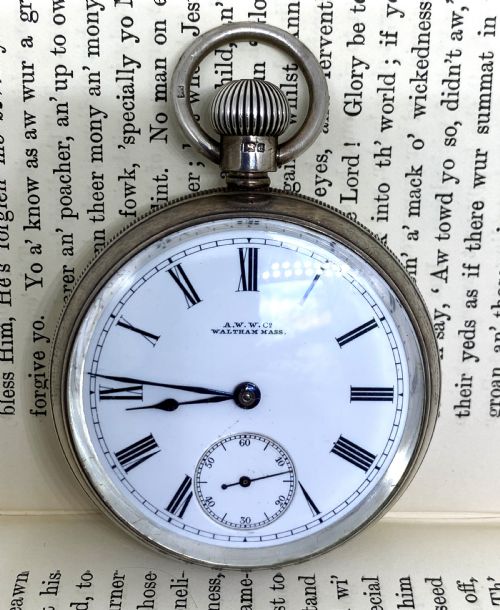 waltham silver open face pocket watch - CATEGORY: ANTIQUE WATCHES - DATED 1900