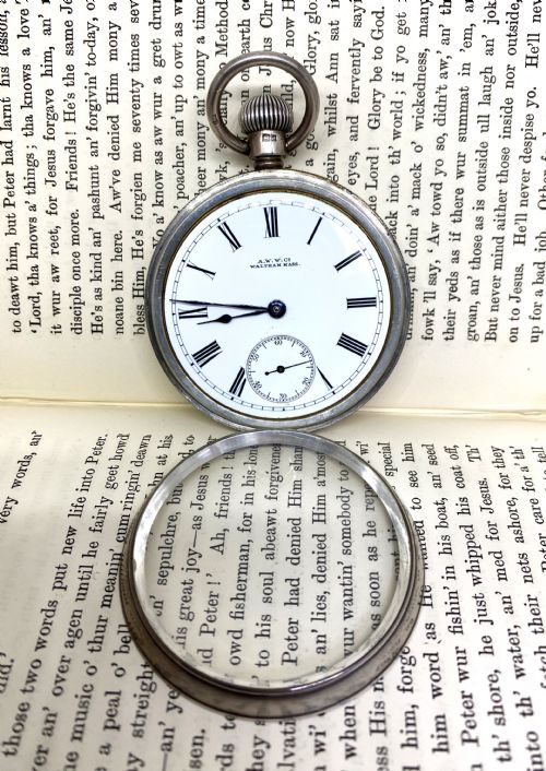WALTHAM SILVER OPEN FACE POCKET WATCH - ADDITIONAL PHOTO 2