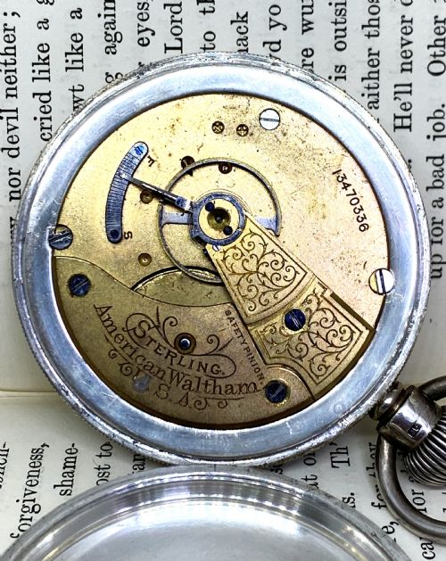 WALTHAM SILVER OPEN FACE POCKET WATCH - ADDITIONAL PHOTO 4