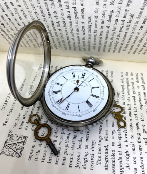 RARE VICTORIAN CHESTER SILVER CENTRE SECONDS CHRONOGRAPH POCKET WATCH - ADDITIONAL PHOTO 5