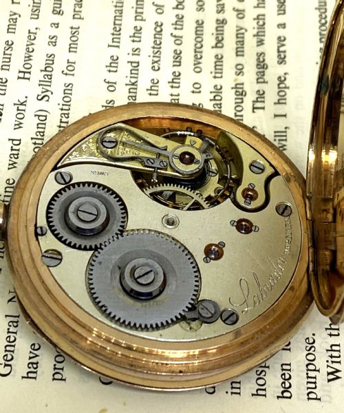 LOUIS BRANDT FRERE LABRADOR OMEGA OPEN FACE POCKET WATCH - ADDITIONAL PHOTO 4