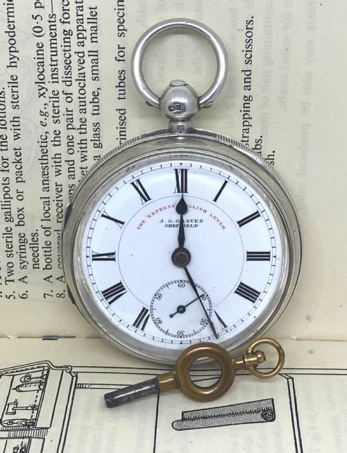 antique chester silver j g graves open face pocket watch - CATEGORY: ANTIQUE WATCHES - DATED 1890