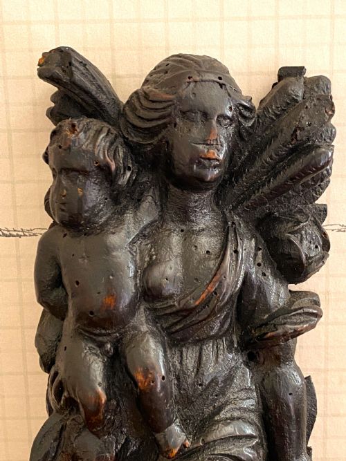 17TH CENTURY CARVED APPLIQUE FIGURE OF CHARITY C1680 - ADDITIONAL PHOTO 1