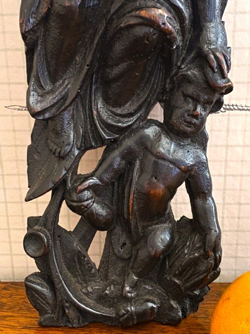 17TH CENTURY CARVED APPLIQUE FIGURE OF CHARITY C1680 - ADDITIONAL PHOTO 2