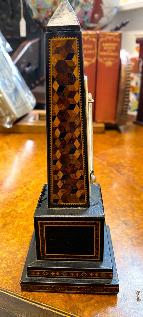 ANTIQUE TUNBRIDGE WARE DESK TOP OBELISK THERMOMETER - ADDITIONAL PHOTO 2
