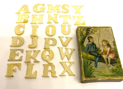 rare miniature bone carved full alphabet - CATEGORY: ANTIQUE MISCELLANEOUS - DATED 1800