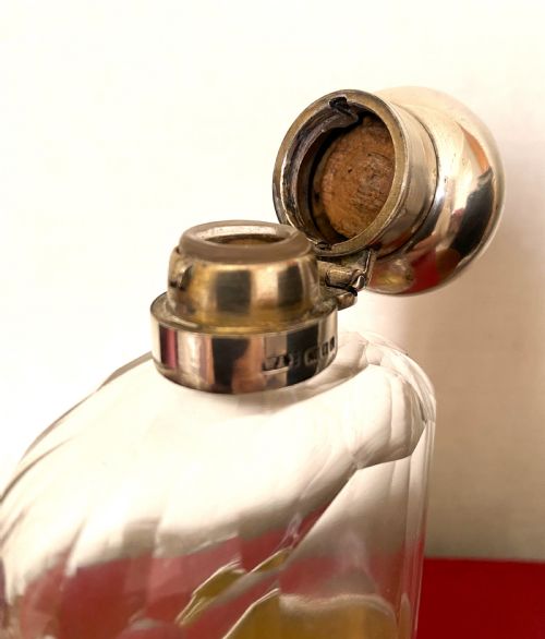 ANTIQUE SILVER GLASS HIP FLASK WILLIAM AMAZIAH ELLWICK - ADDITIONAL PHOTO 4