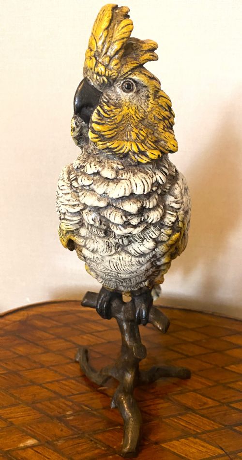 LARGE FRANZ BERGMAN 18611936 COLD PAINTED BRONZE COCKATOO PARROT - ADDITIONAL PHOTO 2