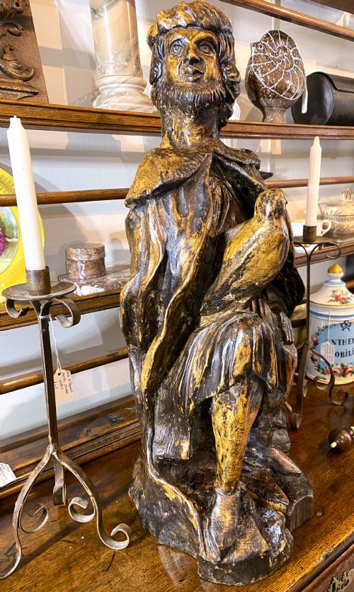 large imposing carved nobleman falcon figure - CATEGORY: ANTIQUE SCULPTURES - DATED 1850
