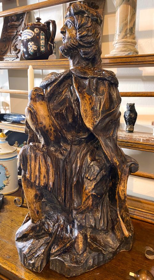 LARGE IMPOSING CARVED NOBLEMAN FALCON FIGURE - ADDITIONAL PHOTO 1
