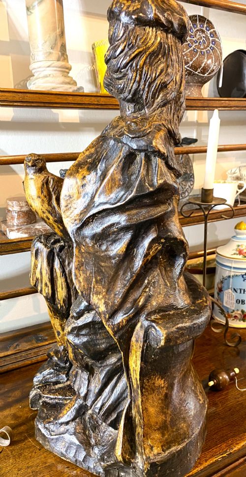 LARGE IMPOSING CARVED NOBLEMAN FALCON FIGURE - ADDITIONAL PHOTO 7