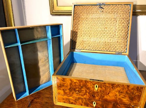 GEORGIAN BURR YEW WOOD SEWING WRITING BOX C1790 - ADDITIONAL PHOTO 5