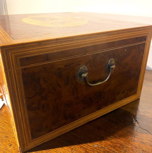 GEORGIAN BURR YEW WOOD SEWING WRITING BOX C1790 - ADDITIONAL PHOTO 10