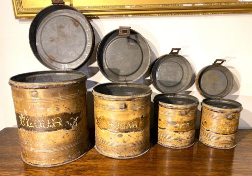 ANTIQUE TOLEWARE GRADUATING KITCHEN TINS - ADDITIONAL PHOTO 1