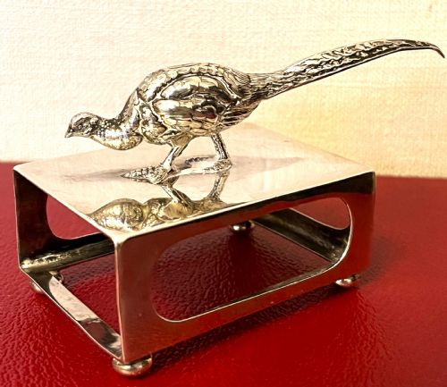 FINE LARGE SILVER PHEASANT MATCHBOX HOLDER - ADDITIONAL PHOTO 1