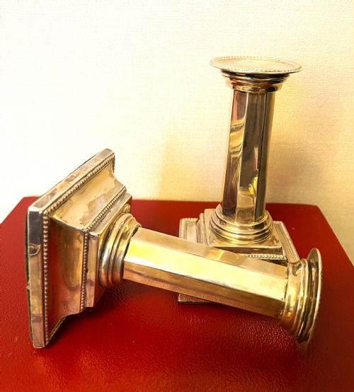 FINE PAIR OF SILVER CORINTHIAN COLUMN CANDLESTICKS - ADDITIONAL PHOTO 2