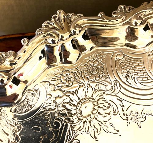 LARGE GEORGE II WILLIAM PEASTON SILVER SALVER 1748 - ADDITIONAL PHOTO 4
