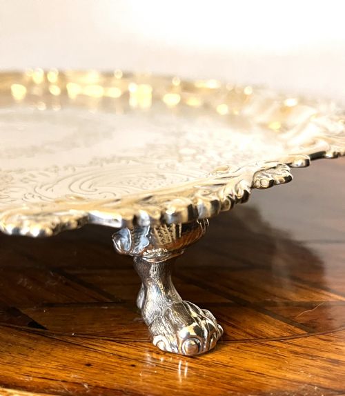 LARGE GEORGE II WILLIAM PEASTON SILVER SALVER 1748 - ADDITIONAL PHOTO 7