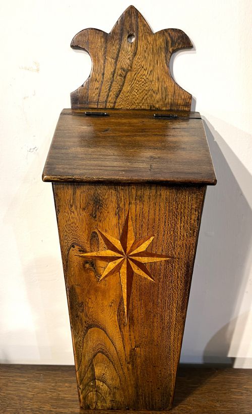 early victorian elmwood candle box - CATEGORY: ANTIQUE BOXES - DATED 19TH CENTURY