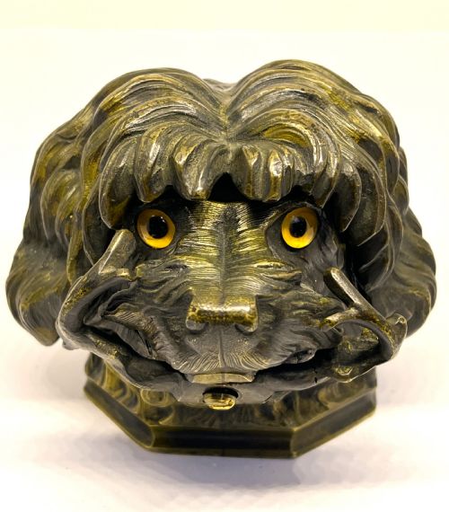 bronze poodle inkwell - CATEGORY: ANTIQUE METAL - DATED 1890