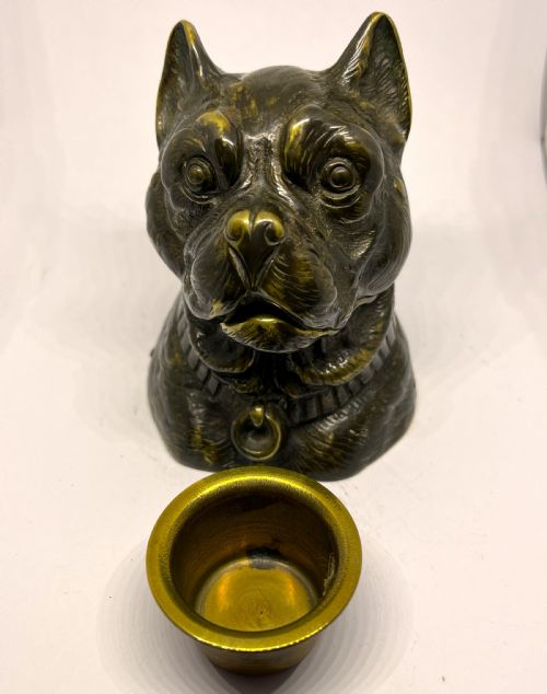 LOVELY QUALITY BRONZE BULLDOG INKWELL - ADDITIONAL PHOTO 5