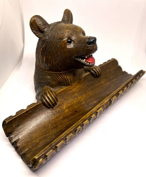 BLACK FOREST INKWELL AS A BEAR WITH LOG PEN TRAY - ADDITIONAL PHOTO 2
