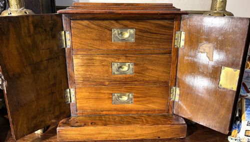 miniature walnut humidor cabinet - CATEGORY: ANTIQUE BOXES - DATED 1890