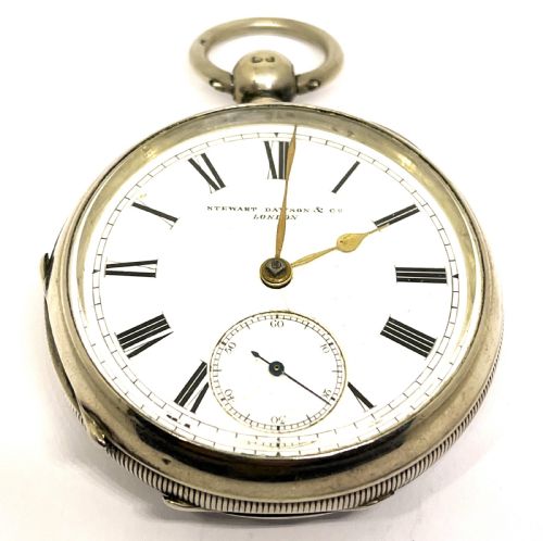 antique silver stewart dawson pocket watch - CATEGORY: ANTIQUE WATCHES - DATED 1900