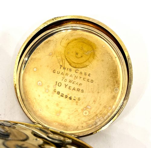 GOLD PLATED ARCADIA FULL HUNTER POCKET WATCH - ADDITIONAL PHOTO 3