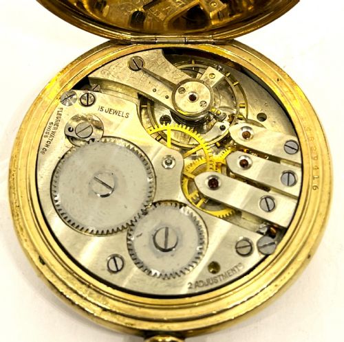 GOLD PLATED ARCADIA FULL HUNTER POCKET WATCH - ADDITIONAL PHOTO 4