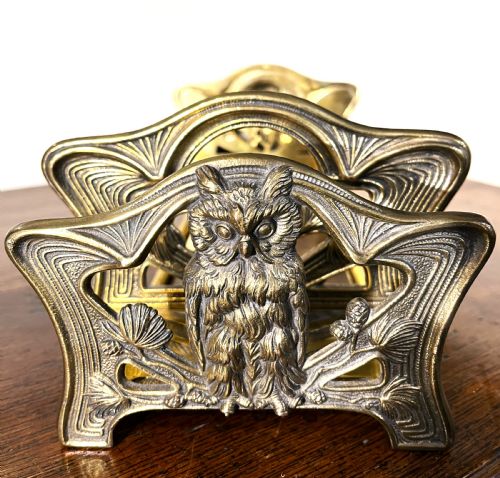 quality art nouveau brass owl book slide - CATEGORY: ANTIQUE MISCELLANEOUS - DATED 1900