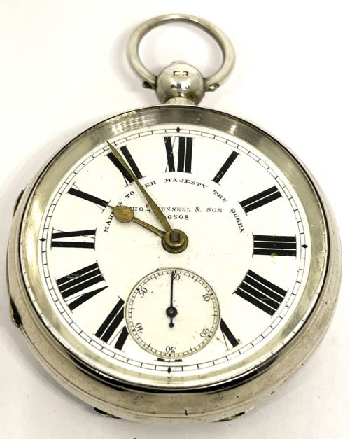 silver thomas russell liverpool pocket watch - CATEGORY: ANTIQUE WATCHES - DATED 1890