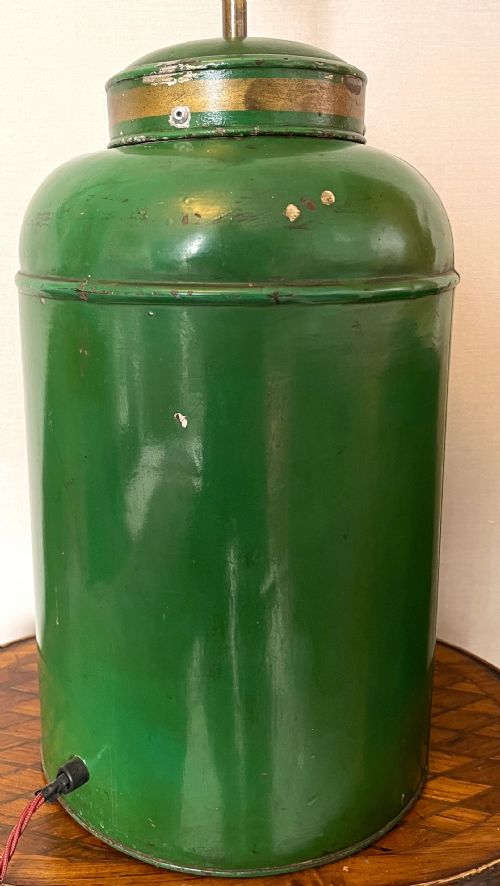 VICTORIAN TOLEWARE TEA CANISTER TABLE LAMP - ADDITIONAL PHOTO 3