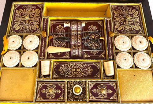 REGENCY BRASS INLAID ROSEWOOD SEWING BOX - ADDITIONAL PHOTO 4