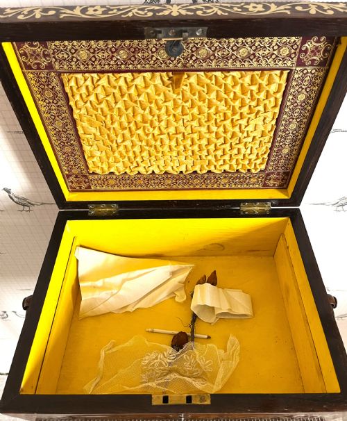 REGENCY BRASS INLAID ROSEWOOD SEWING BOX - ADDITIONAL PHOTO 5