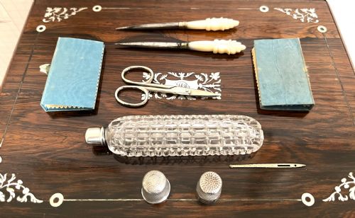 ROSEWOOD MOTHER OF PEARL SEWING BOX - ADDITIONAL PHOTO 9