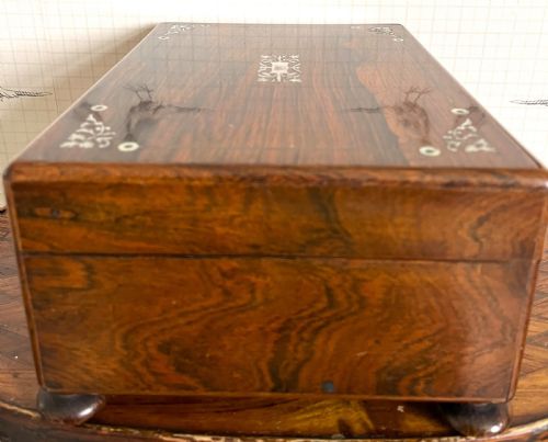ROSEWOOD MOTHER OF PEARL SEWING BOX - ADDITIONAL PHOTO 11