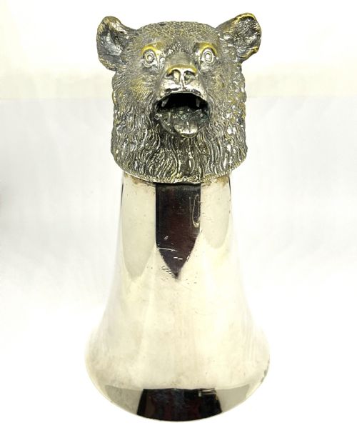 superb silver plated stirrup cup as a bear - CATEGORY: ANTIQUE SILVER - DATED 1900