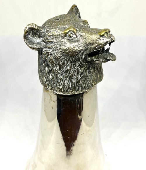 SUPERB SILVER PLATED STIRRUP CUP AS A BEAR - ADDITIONAL PHOTO 2